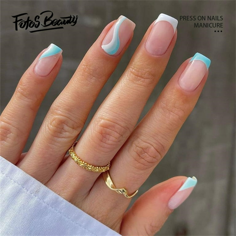 short blue nails
